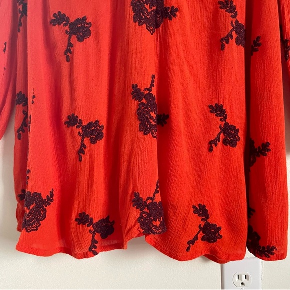 Free People Austin Emma Embroidered Mini Swing Dress In Blood Orange Size XS EUC - Picture 7 of 12
